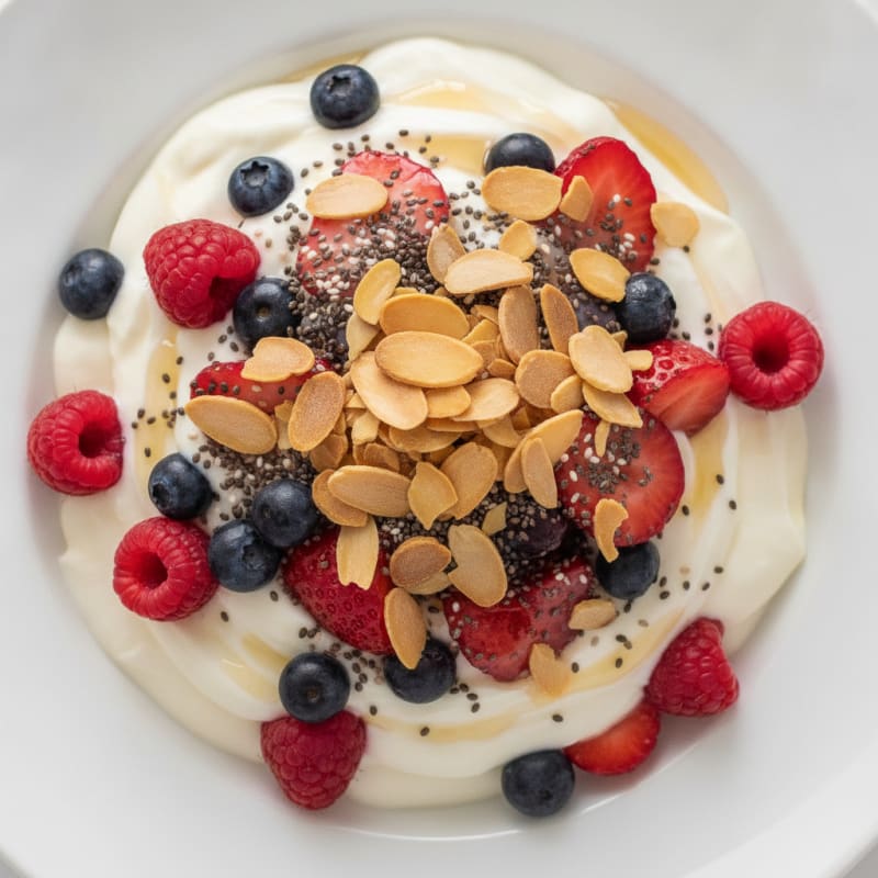 Greek Yogurt Protein Parfait with Berries and Chia Seeds