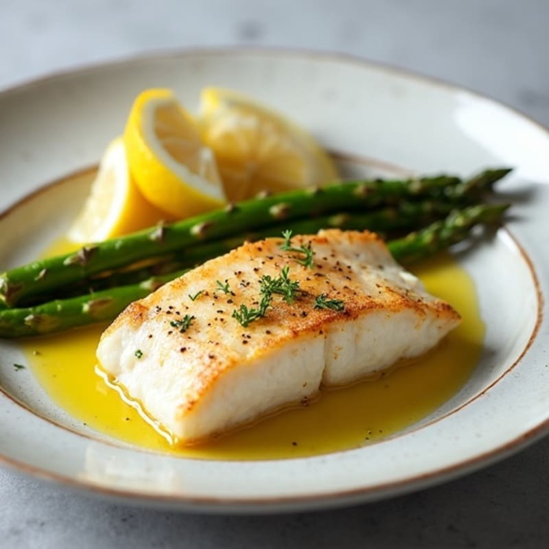 Seared Cod Filet with Roasted Asparagus