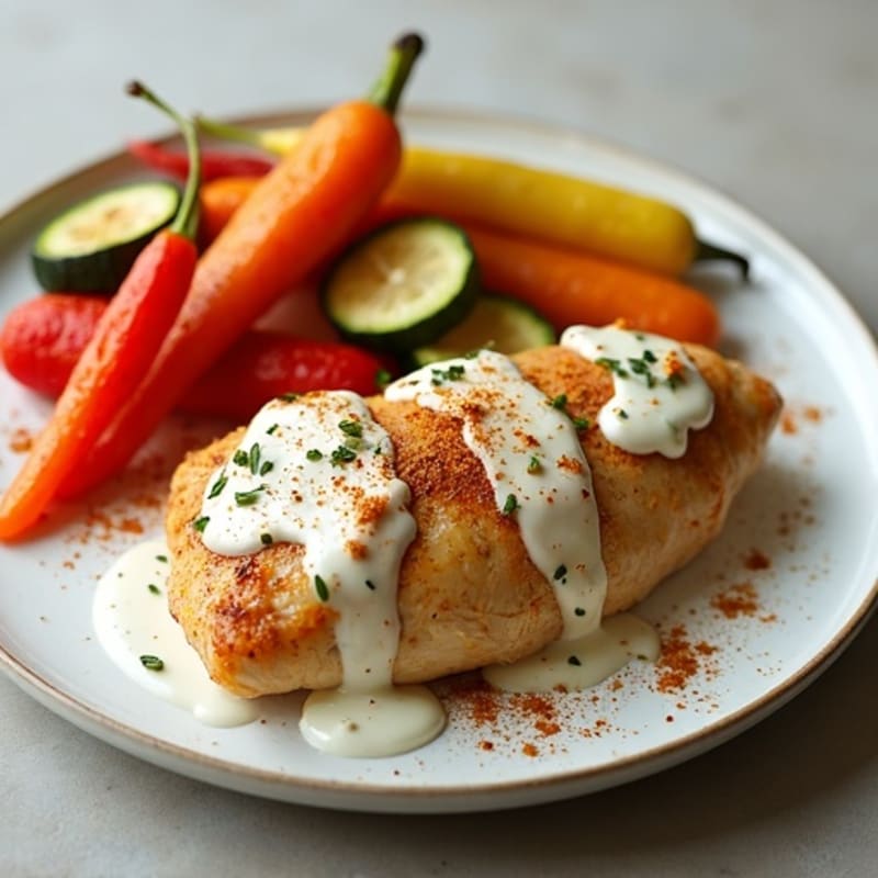 Spiced Creamy Chicken with Roasted Vegetables