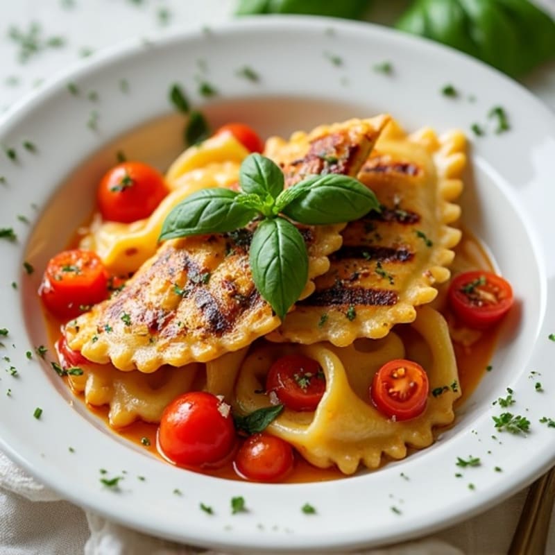 Ricotta Spinach Ravioli with Herb-Roasted Tomato Sauce