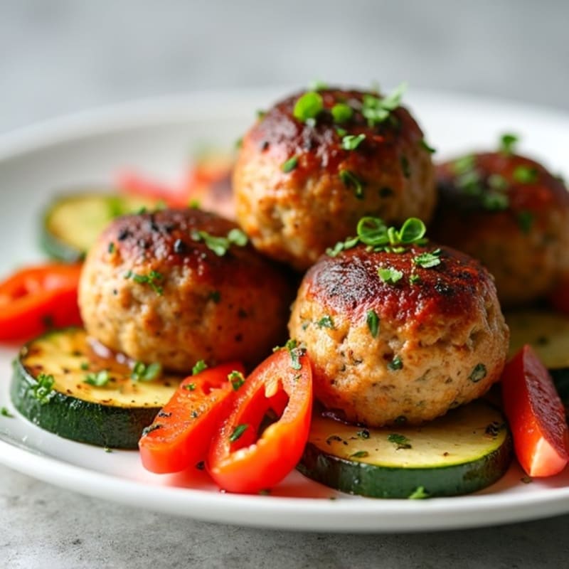Herb-Seasoned Turkey Meatballs with Roasted Vegetables