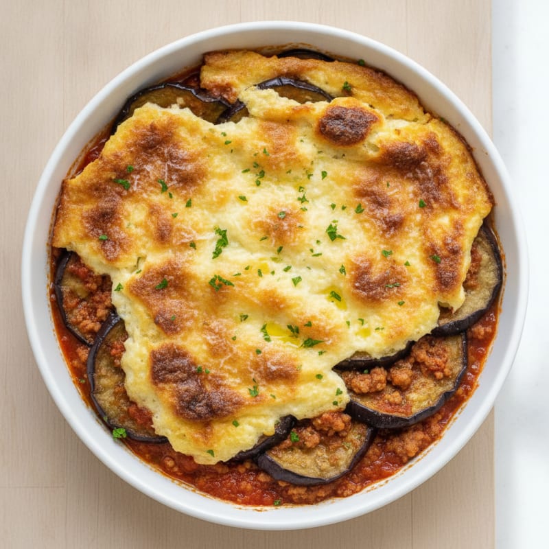 Baked Lamb Moussaka with Eggplant