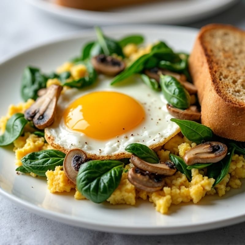 Protein-Packed Spinach and Mushroom Egg White Scramble