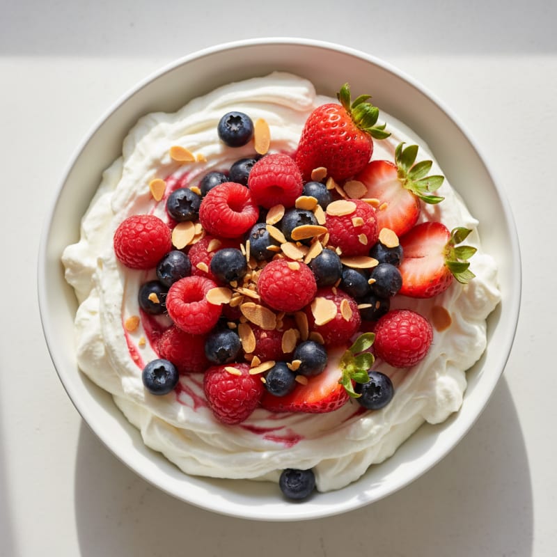 Greek Yogurt Protein Mousse with Mixed Berries
