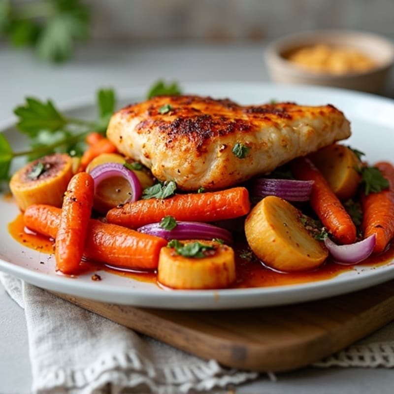 Sheet Pan Harissa Chicken and Crispy Root Vegetables
