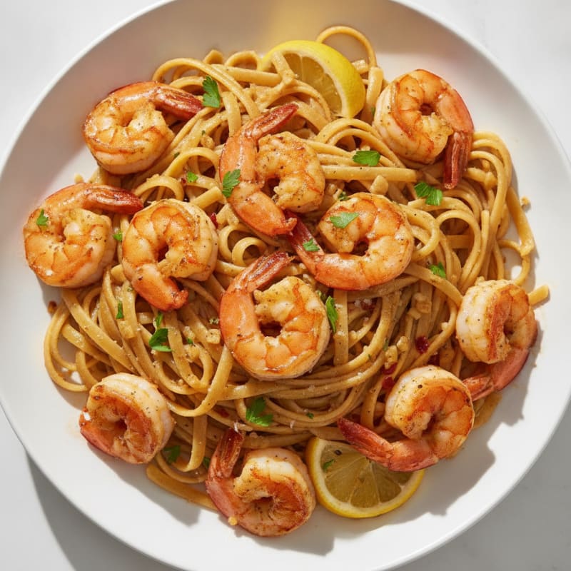 Garlic Butter Shrimp Scampi with Linguine