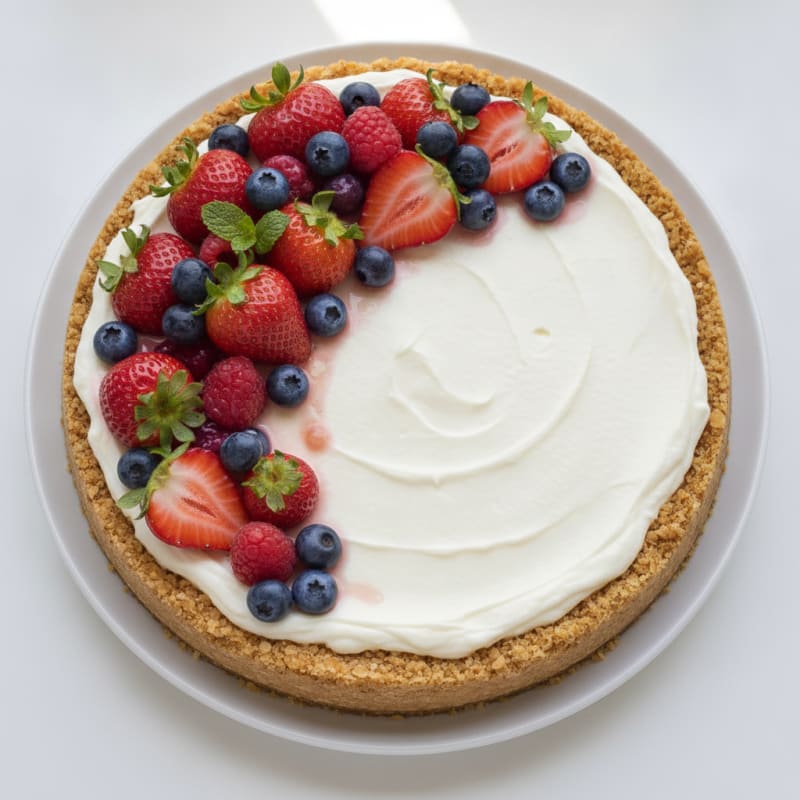 Greek Yogurt Protein Cheesecake with Fresh Berries