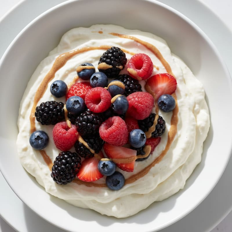 Silky Greek Yogurt Protein Mousse with Mixed Berries