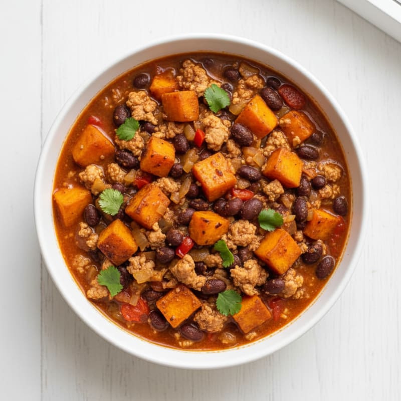 Caramelized Sweet Potato and Black Bean Chili