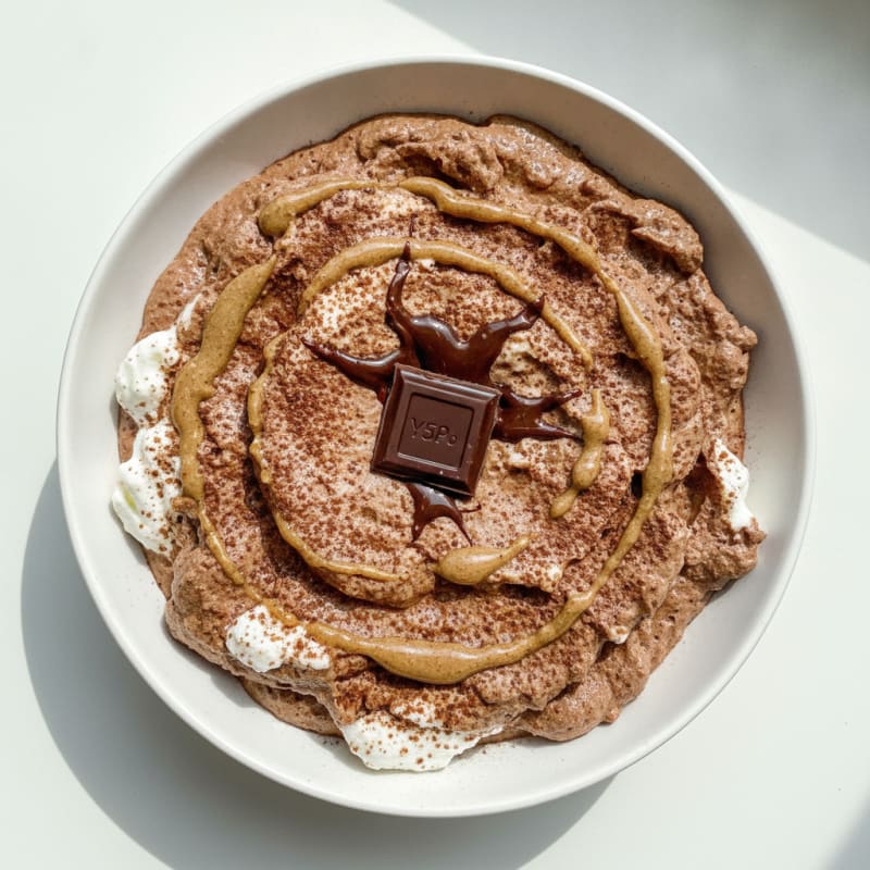 High-Protein Chocolate YoPro Mousse with Dark Chocolate Square