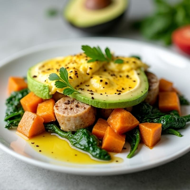 Scrambled Egg Whites with Spinach and Turkey Sausage