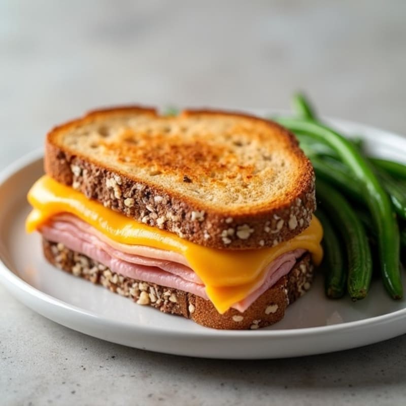 Lean Ham and Swiss Melt with Roasted Green Beans