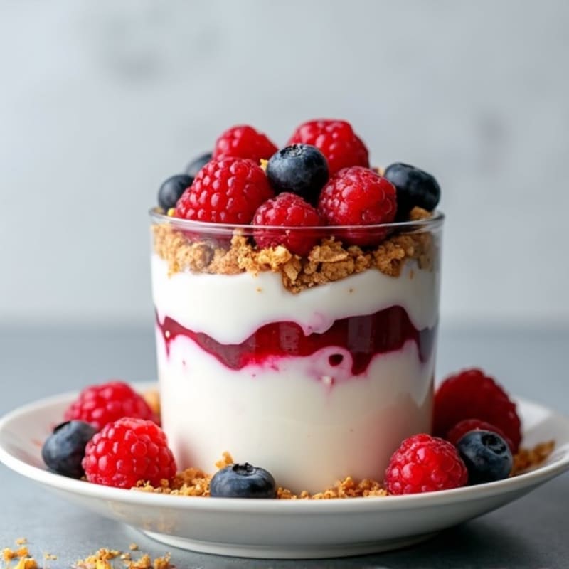 Greek Yogurt Protein Parfait with Mixed Berries and Almond Butter