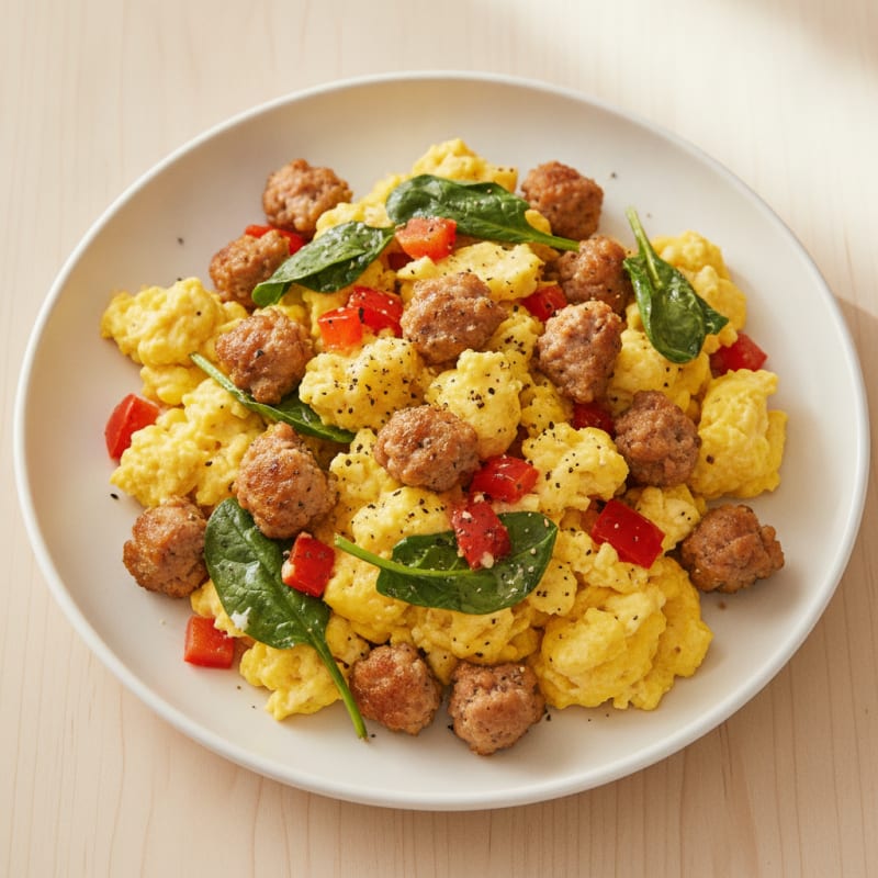 Hearty Scrambled Eggs with Sausage