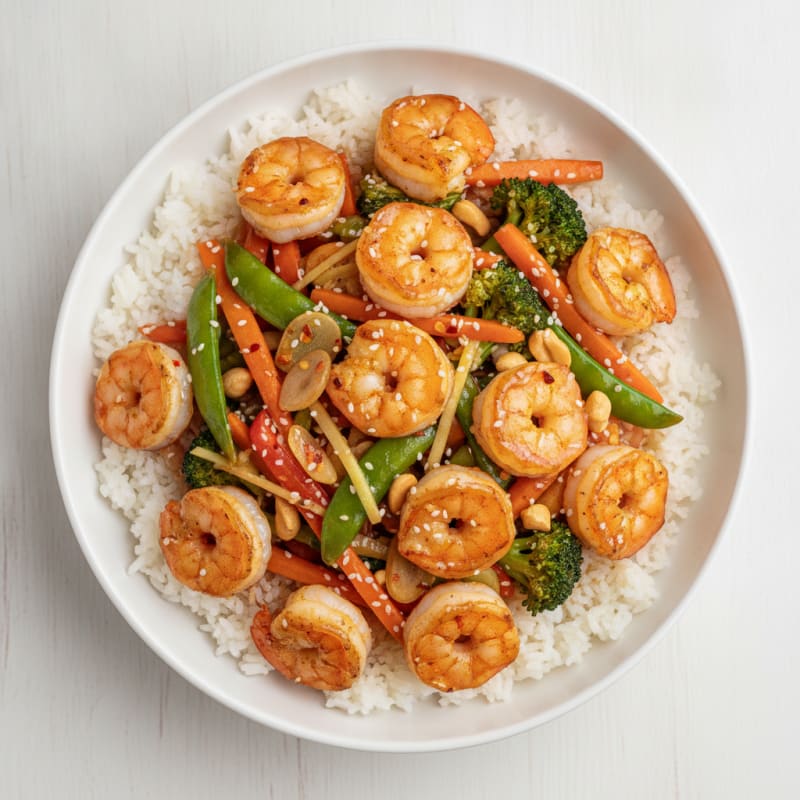 Sweet Chili Garlic Shrimp Stir-Fry Bowl