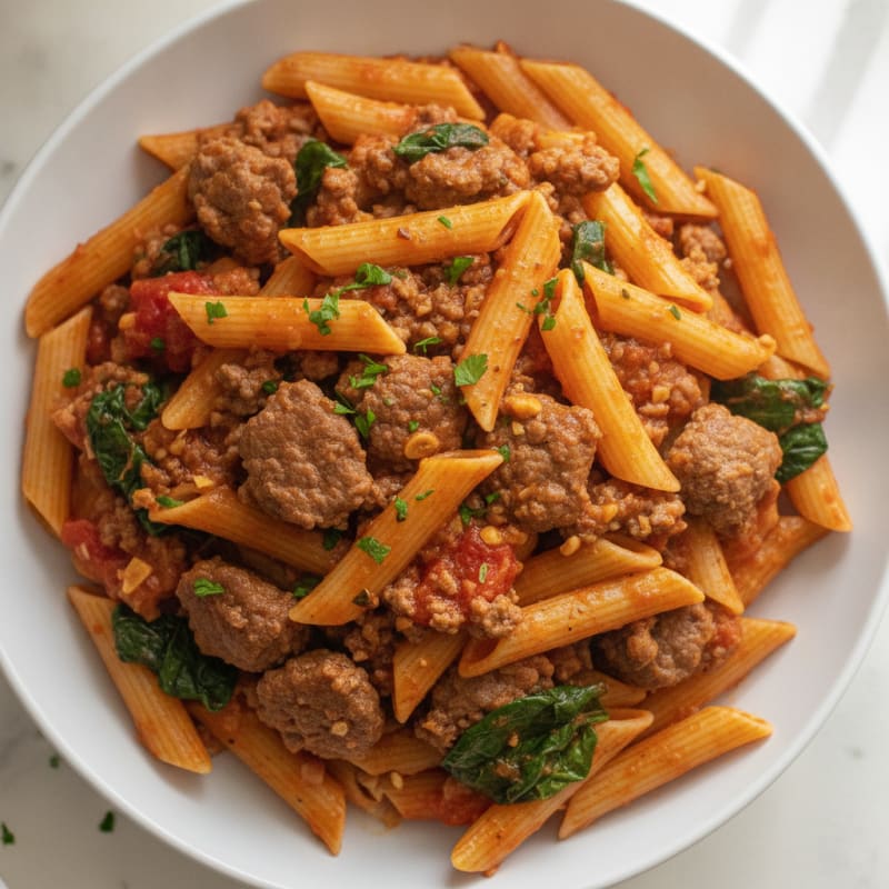 Garlic Beef and Tomato Pasta