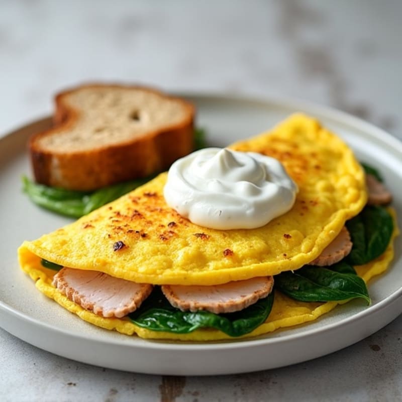 Egg White Omelet with Turkey Breast and Spinach