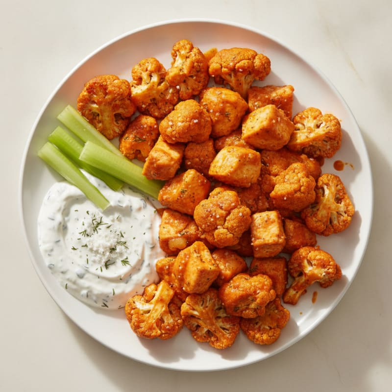 Buffalo Cauliflower and Chicken Power Bites