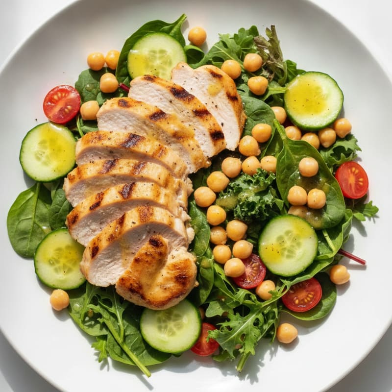 Grilled Turkey Breast Salad with Chickpeas and Lemon Vinaigrette
