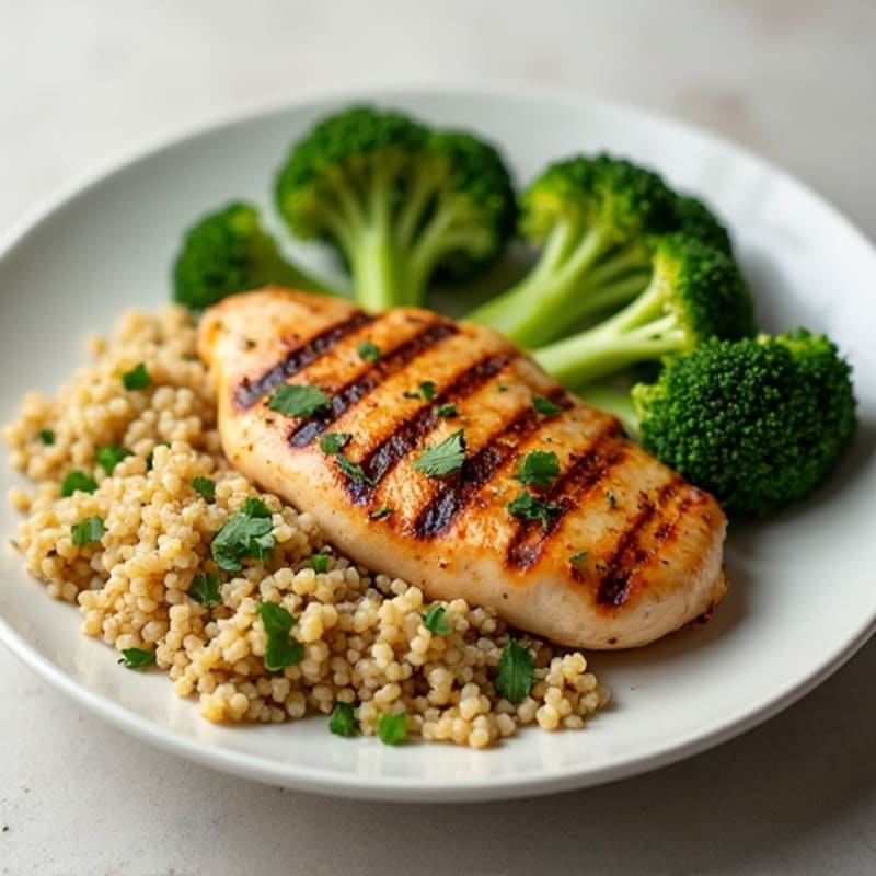 Grilled Chicken Breast with Quinoa and Steamed Broccoli