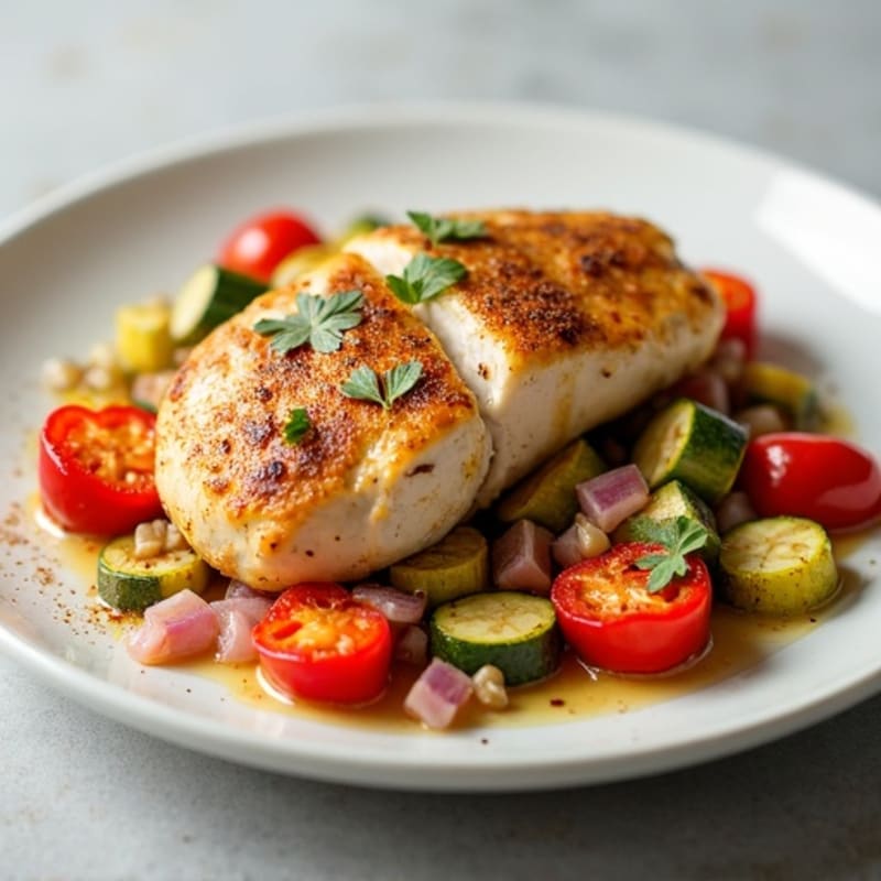 Creamy Spiced Chicken with Roasted Vegetables