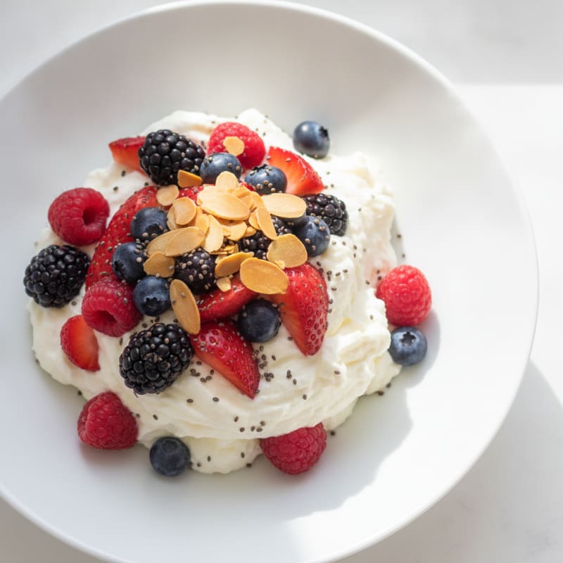 Greek Yogurt Protein Mousse with Mixed Berries