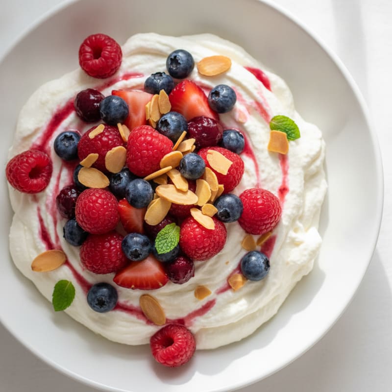Greek Yogurt Protein Mousse with Mixed Berries