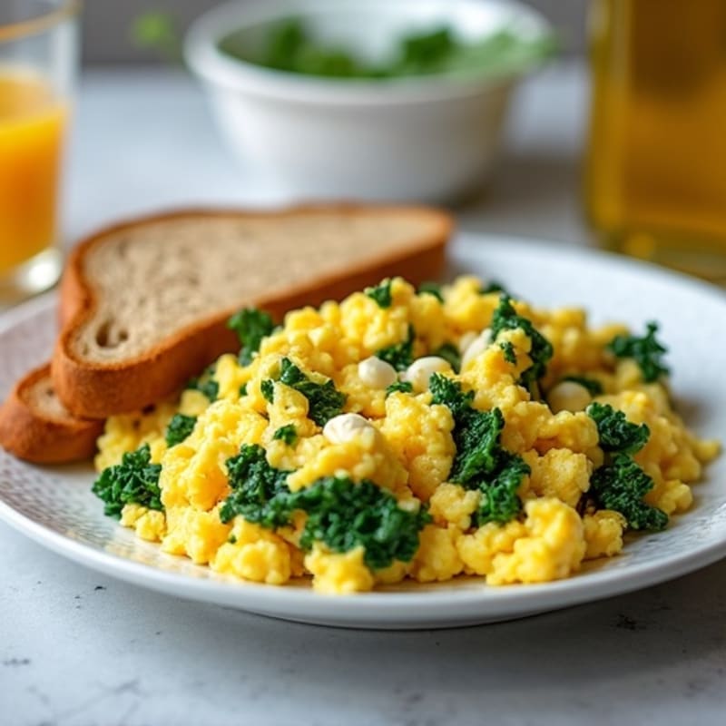 Scrambled Eggs with Spinach and Cottage Cheese