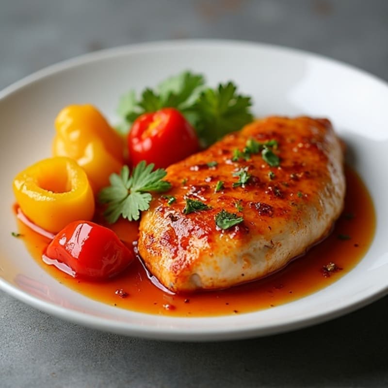 Baked Sweet and Sour Chicken with Roasted Bell Peppers