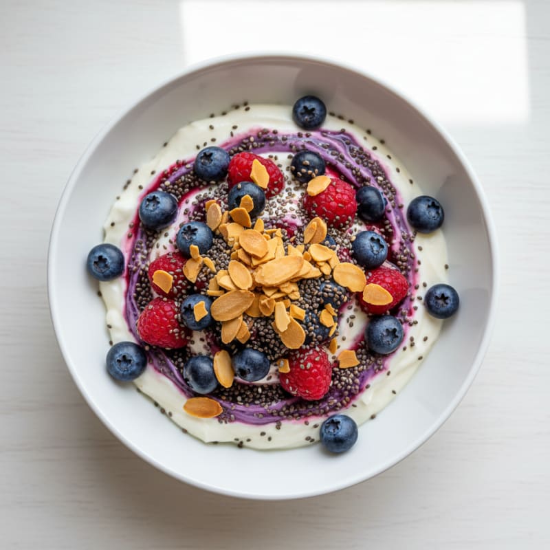 Greek Yogurt Protein Parfait with Berries and Chia Seeds