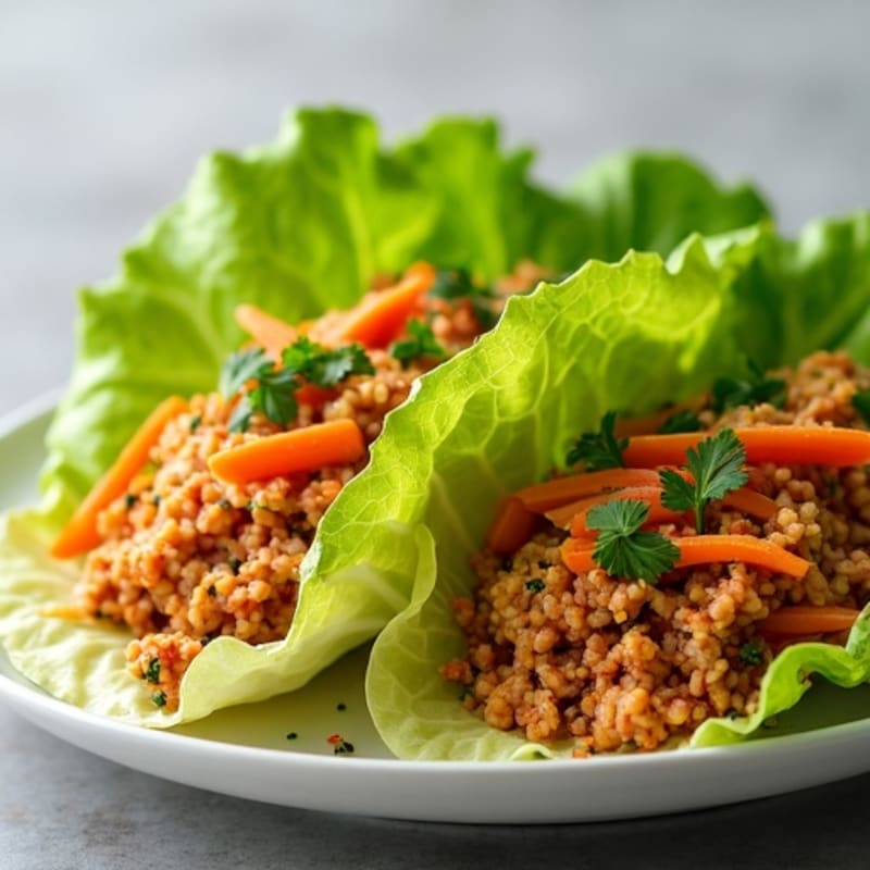 Spicy Ground Chicken Lettuce Wraps with Crunchy Cabbage