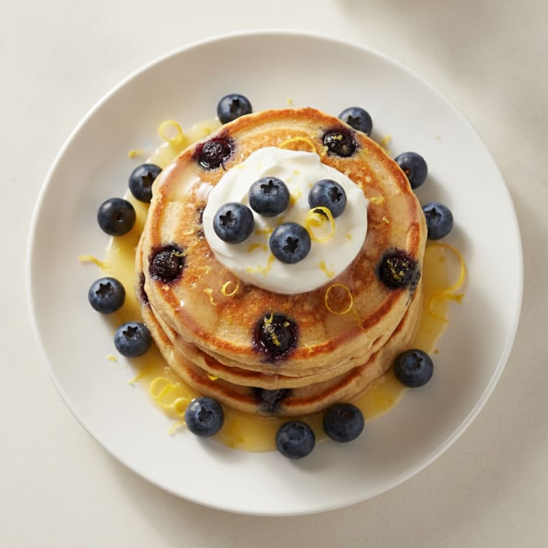 Blueberry Ricotta Pancakes with Lemon Zest