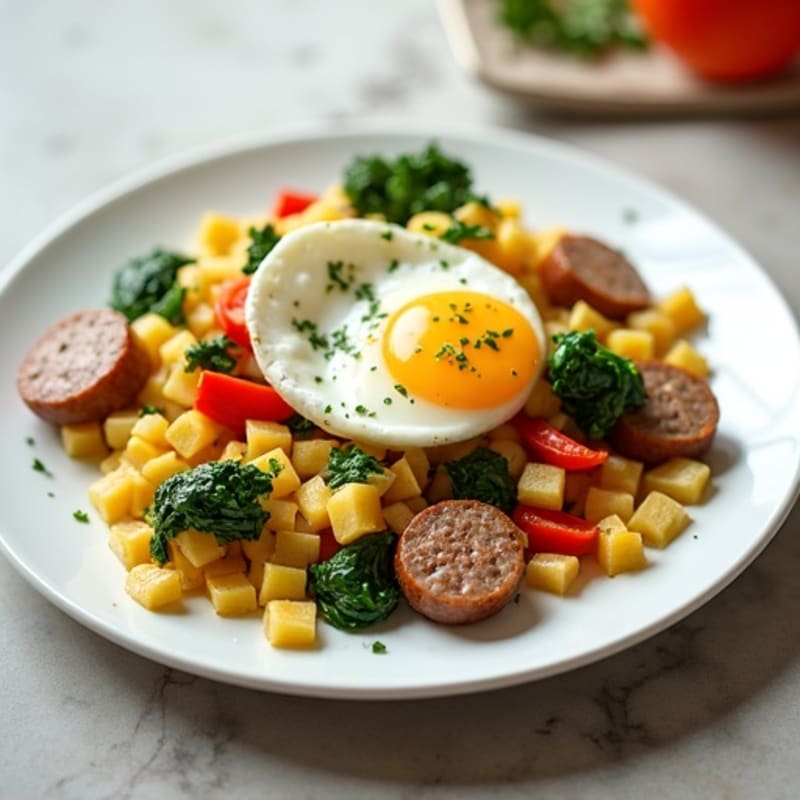 Egg White Veggie Scramble with Turkey Sausage