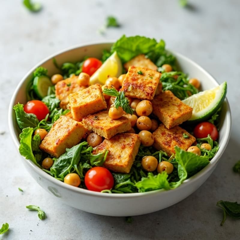 Crispy Avocado and Fresh Greens Salad Bowl