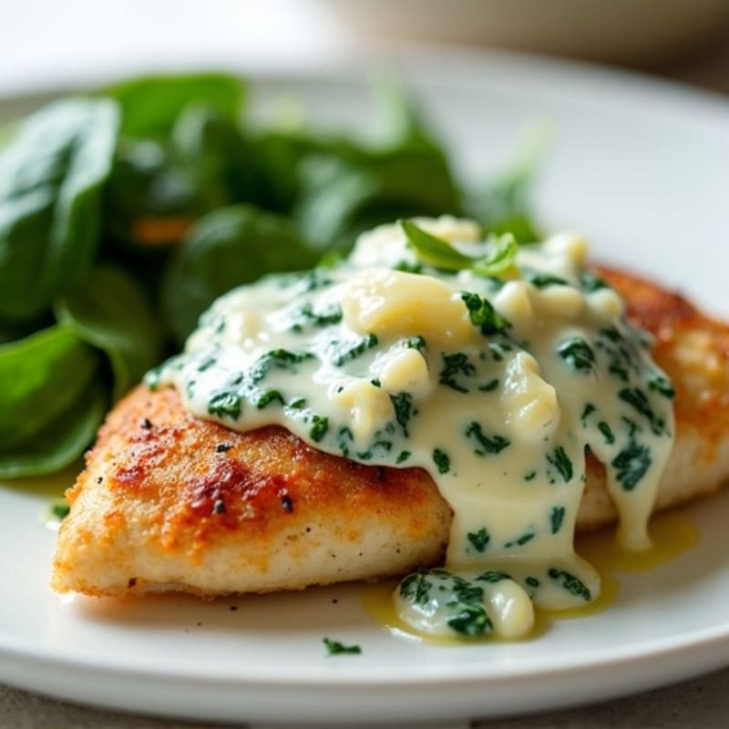 Baked Chicken with Creamy Spinach Artichoke Sauce
