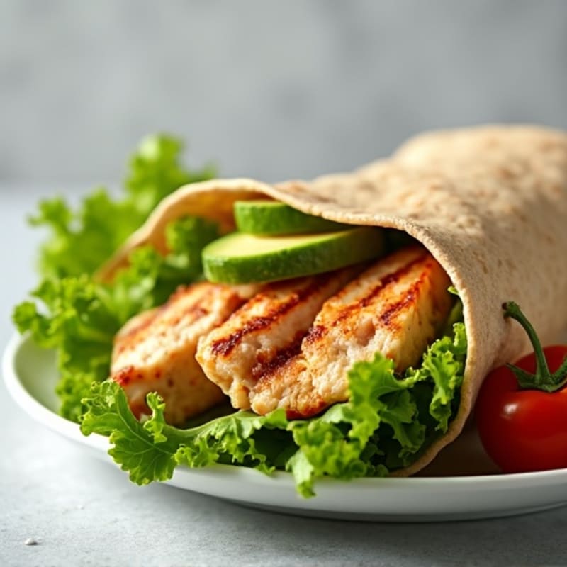 Grilled Chicken, Crisp Romaine, and Creamy Avocado Whole Wheat Wrap