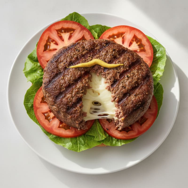 Mozzarella Stick Stuffed Beef Burger