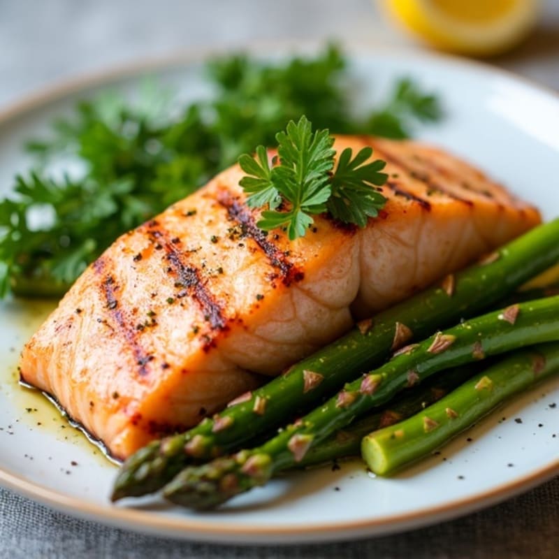 Lemon Herb Grilled Salmon with Roasted Asparagus