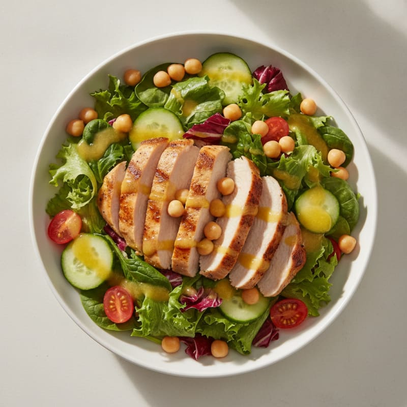 Grilled Turkey Breast Salad with Chickpeas and Lemon Vinaigrette