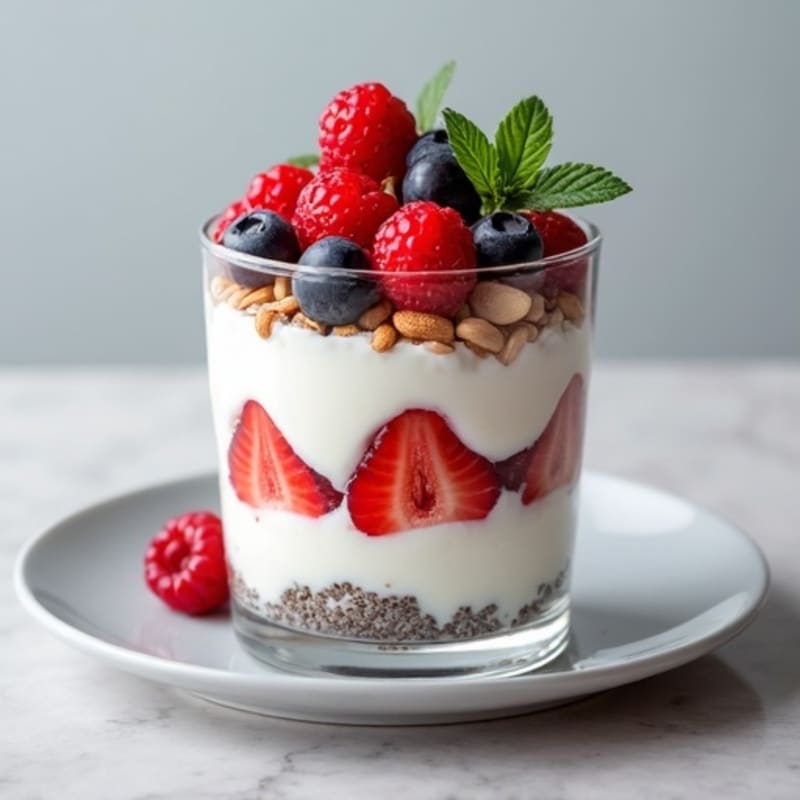 Greek Yogurt Protein Parfait with Mixed Berries