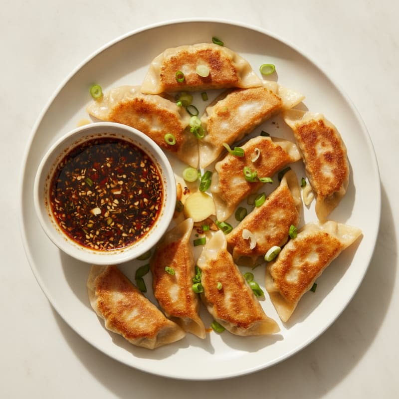 Pan-Seared Pork Potstickers with Dipping Sauce