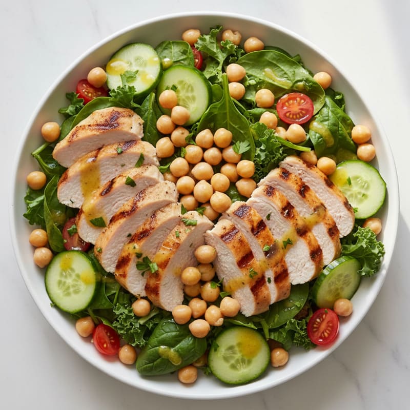 Grilled Turkey Breast Salad with Chickpeas and Lemon Vinaigrette