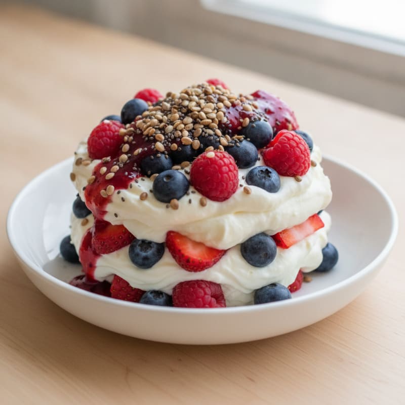 Greek Yogurt Protein Parfait with Mixed Berries