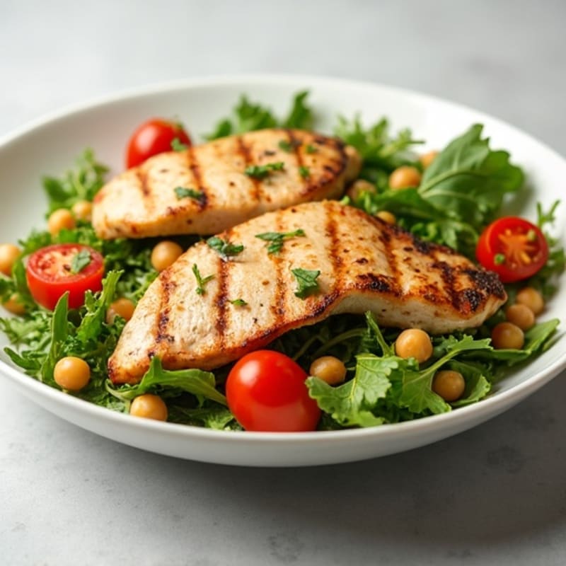 Grilled Turkey Breast Salad with Chickpeas and Cherry Tomatoes