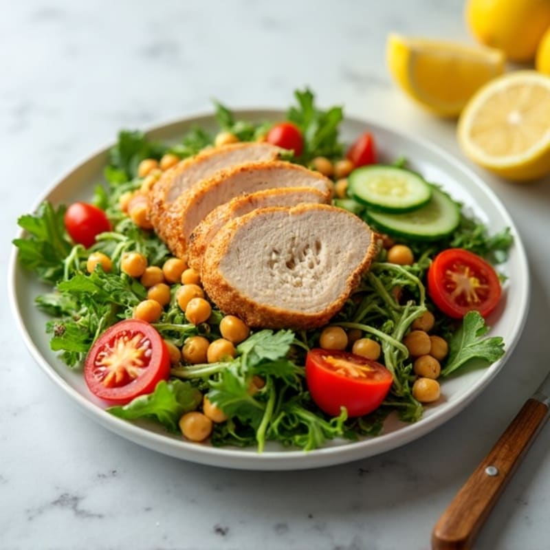 Grilled Turkey Breast Salad with Chickpeas and Lemon Vinaigrette