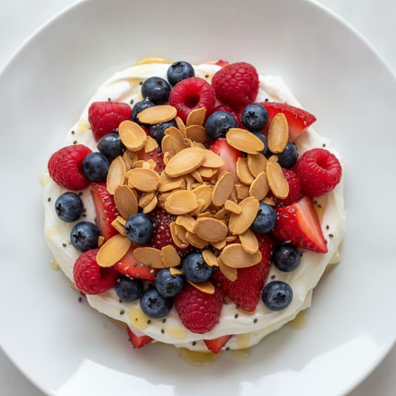 Greek Yogurt Protein Parfait with Almonds and Berries