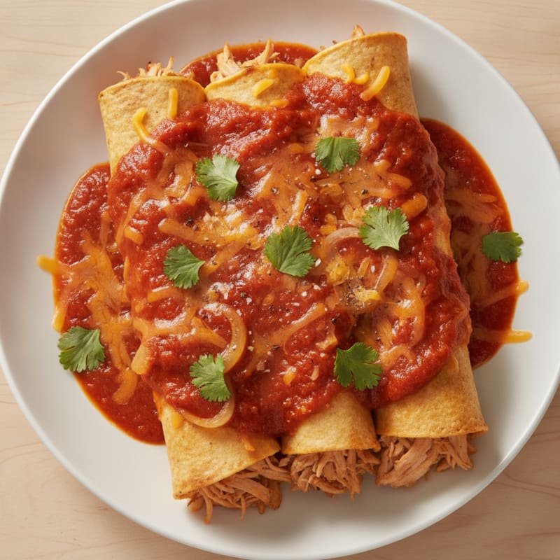 Mexican Chicken Enchiladas with Red Chili Sauce