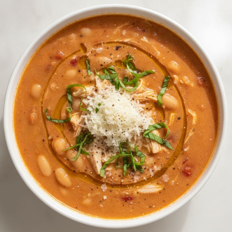 Roasted Tomato Basil Soup with Parmesan