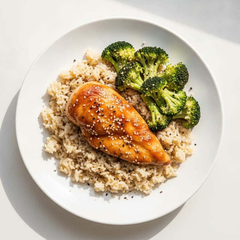 Honey-Sesame Chicken with Garlic Rice