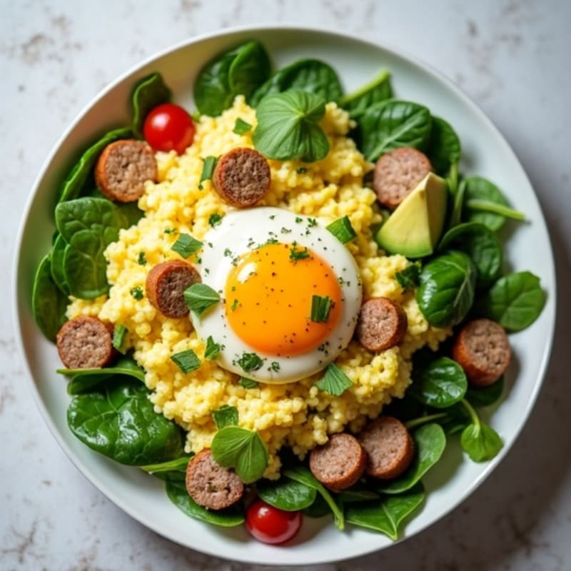 Egg White Scramble with Spinach and Turkey Sausage